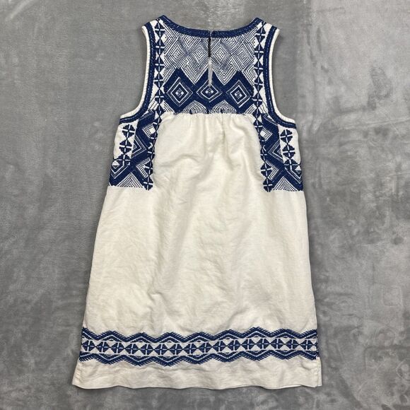 Madewell Blue White Embroidered Calista Dress XS Cotton Linen Blend Boho - Picture 7 of 7